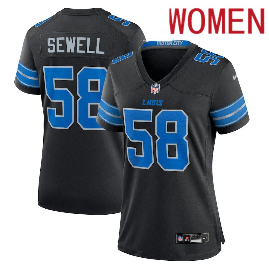 Women Detroit Lions #58 Penei Sewell Nike Black 2nd Alternate Game NFL Jersey->women nfl jersey->Women Jersey